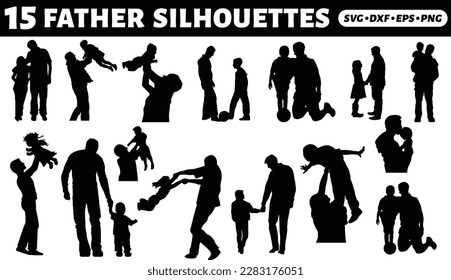 Father and Kids Silhouettes Bundle
