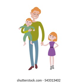 Father and kids together character vector.