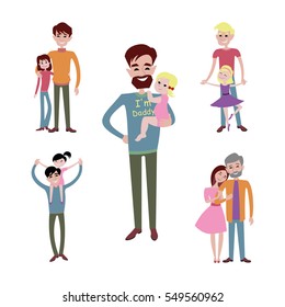 Father and kids together character vector.