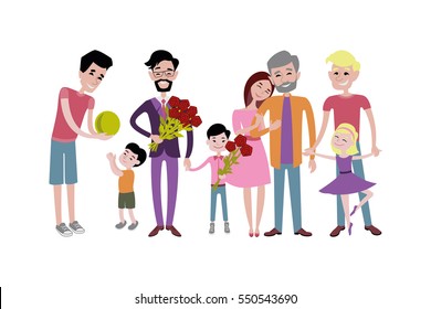 Father and kids together character vector.