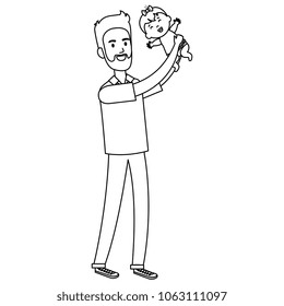 father lifting baby characters