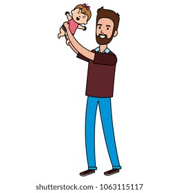 father lifting baby characters