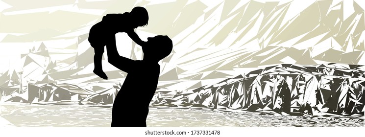 Father Lifting Son In The Air