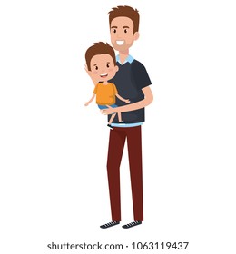 father lifting son characters