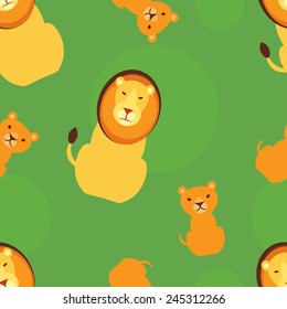 Father lion with a cub seamless pattern