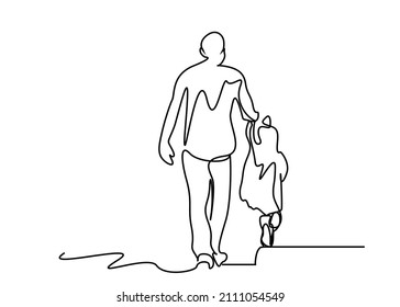 father and little daughter walking happily outside together