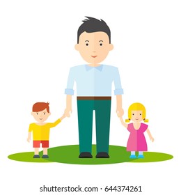 Father Little Girl Daughter Boy Son Stock Vector (Royalty Free ...