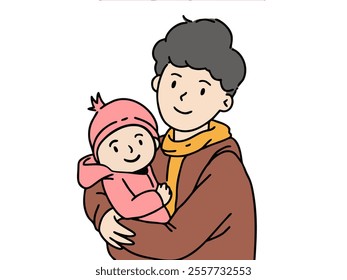 A FATHER LOVES HIS BABY. COOL AND UNIQUE ILLUSTRATIONS ARE VERY SUITABLE FOR YOUR NEEDS AND THIS IS A VECTOR FILE.