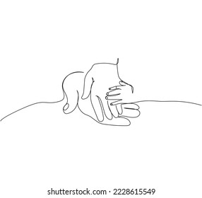 Father, mother and child hands, family unity one line art. Continuous line drawing of motherhood, family, love, child, mother s day, handshake, tenderness.