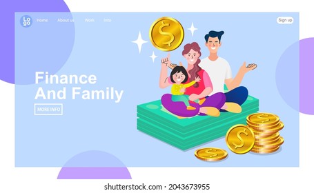 Father, mother, children accounting savings, income, profit. Family budget planning at crisis, money economy bank problem finance. Target money savings, flat vector illustration.