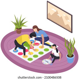 Father, mother and daughter playing floor game. Parents and girl happy family in everyday life at home. Young couple playing at floorwith kid, people spend time together, playing indoor game