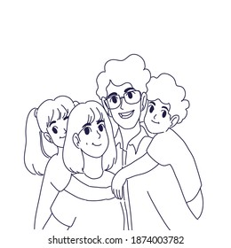 Father mother daughter son character illustration design of vector 
