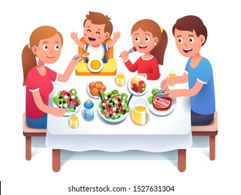 Girl Eating Dinner Stock Vectors Images Vector Art Shutterstock