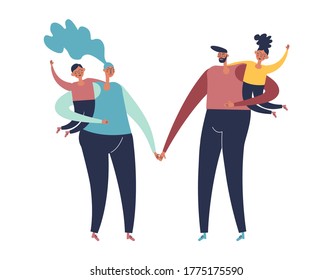 Father Mother Daughter Son Together Happy Stock Vector (Royalty Free ...