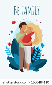 Father and mother holding a baby in red scarf