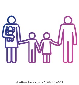 father and mother with kids silhouettes