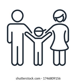 father mother and son happy members family day, icon in outline style vector illustration