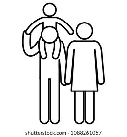 father and mother with son silhouettes