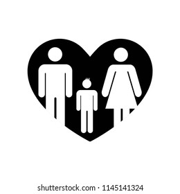 Father and mother with their son in a heart symbol of familiar love icon vector icon. Simple element illustration. Can be used for web and mobile.