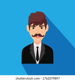 Father With Mustaches Character Design Flat Icon Vector