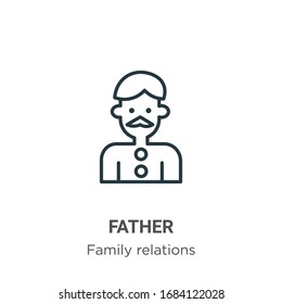 Father outline vector icon. Thin line black father icon, flat vector simple element illustration from editable family relations concept isolated stroke on white background