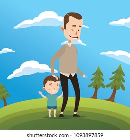 FATHER OVERSEE HIS SON LEARNING TO WALK