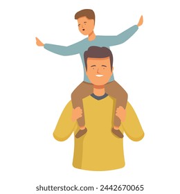 Father play adult icon cartoon vector. Talking smile parent. Young study