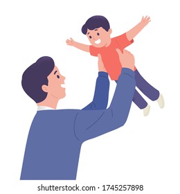 father play with son on summer outdoor activity show love affection adventure happy
