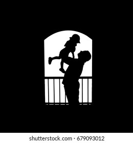 Father playing with his child Vector Silhouette 