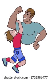 Father playing with his little son.