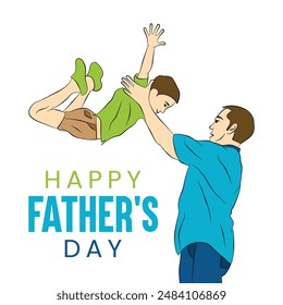 Father playing with his son father's day illustration