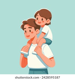 Father playing an Piggyback Son Illustration