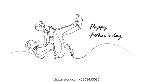 father playing with son.continuous line father playing with child.day off work,father playing with child.activities at home with family