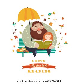 Father reading a book to his daughter