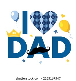 Father s Day banner template with crown and on white. Greetings and presents for Father s Day in flat style. Promotion and shopping template for love dad concept.