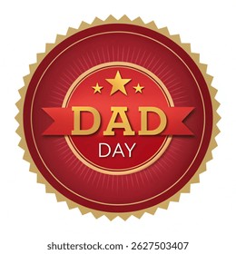 Father s day. father s day round red and gold label isolated on white background.Vector illustration 