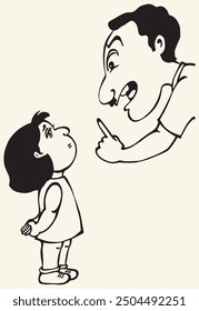 Father Scolding Daughter Comic Drawing