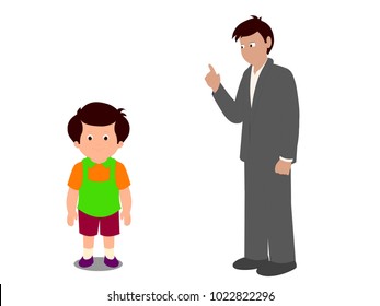 Father shouting at Son - Cartoon Vector Image 