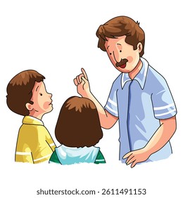 Father is signaling something to his boy girl