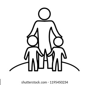 father silhouette with sons characters