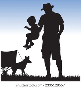 Father Silhouette Vector Art Icons.