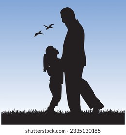 Father Silhouette Vector Art Icons.