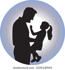 Father Silhouette Vector Art Icons.
