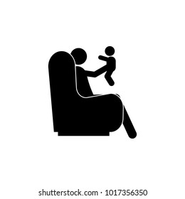 father sitting on the couch holding a baby in his arms icon. Element of a happy family icon. Premium quality graphic design icon. Signs and symbols collection icon for websites on white background
