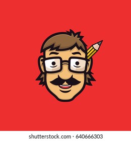 Father Smart Man Cartoon Vector Illustration