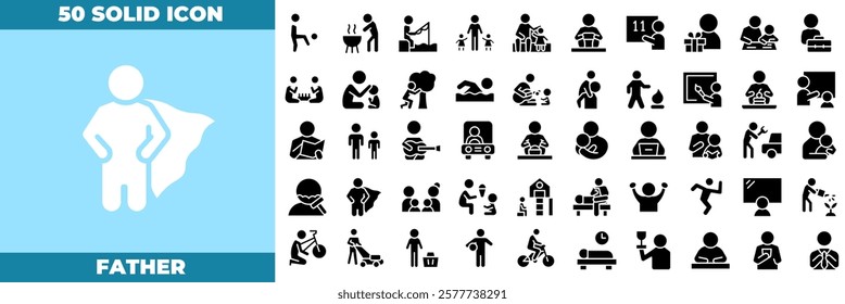 Father Solid Editable Icons set. Vector illustration in modern thin solid style of father icons: father, dad, baby, etc