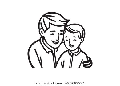 Father and Son Art Black and White – A timeless illustration capturing love, bonding, and family connection. Perfect for prints, posters, tattoos, and more. High-quality, detailed, and elegant design
