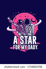 the father and son as astronaut vector illustration , it can be use for shirt design or poster 