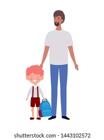 father with son of back to school