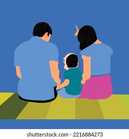 Vectores de retrovisión de padre hijo. Este es un archivo eps.